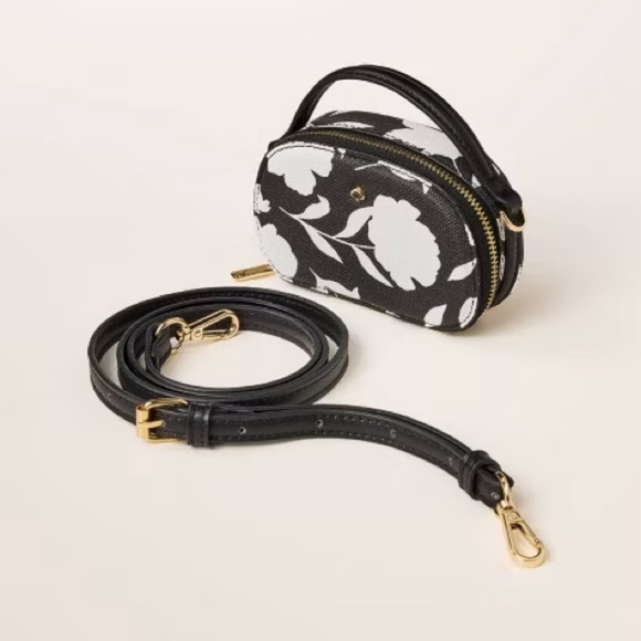Polybagged Kate Spade x Target Classic Rose Mini Crossbody Bag, Black/White, NWT - Picture 6 of 7